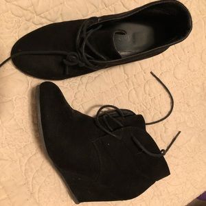 Black Wedge Booties